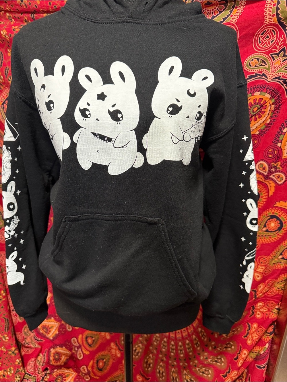 BLACK GOTHIC-KAWAII GRAPHIC HOODIE⚡️
